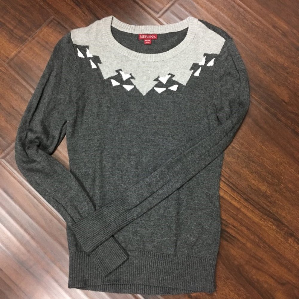 Deep grey with collar design sweater Xsm